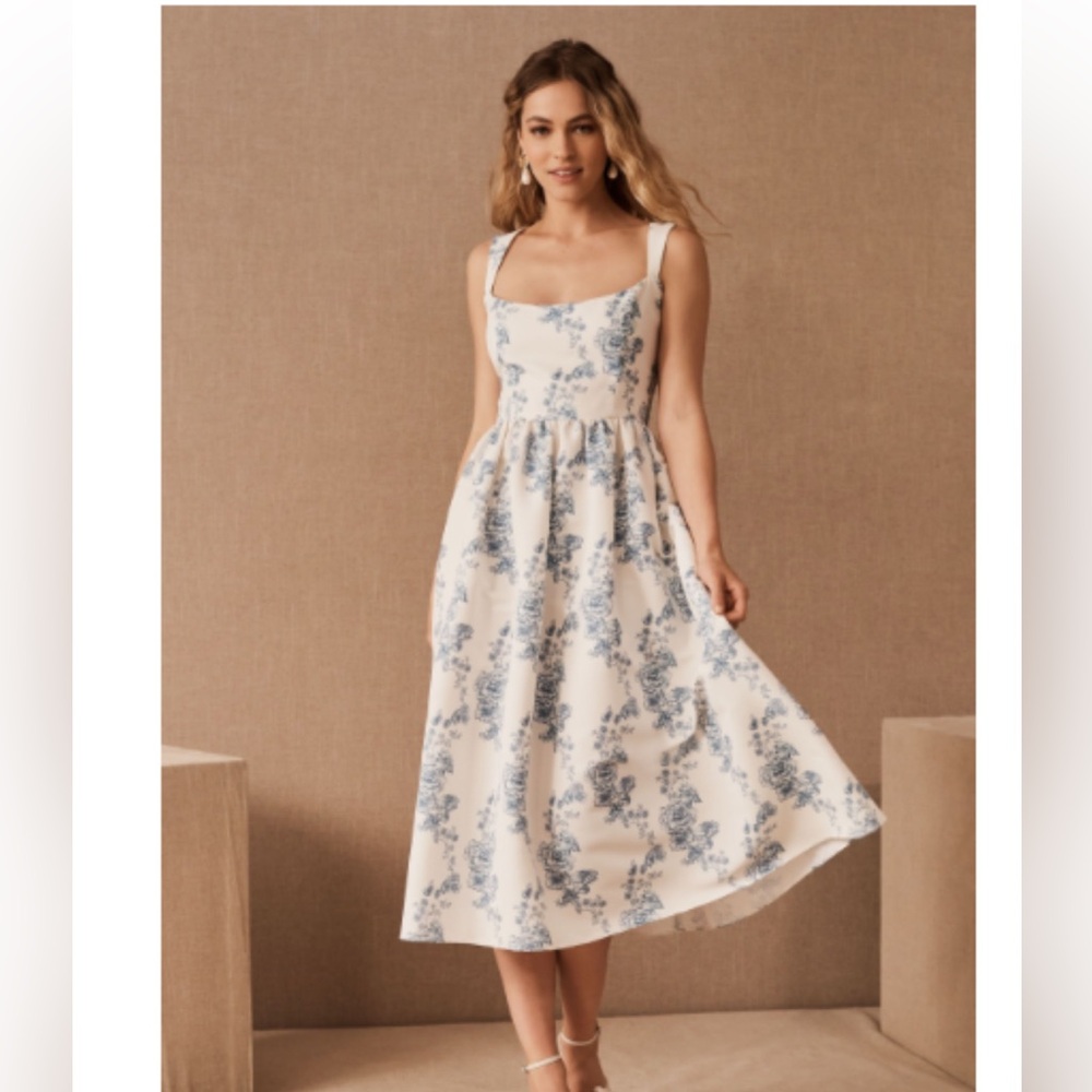 Sachin and Babi Blaine Taffeta Square Neck Midi Dress